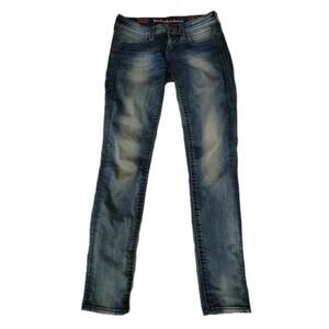 Rock Revival Women's Jeans 26 Rock Devon Skinny Motorcycle Stretch Dark Blue #C4